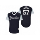 Men's 2017 Little League World Series Yankees Chad Green Greeny Navy Jersey