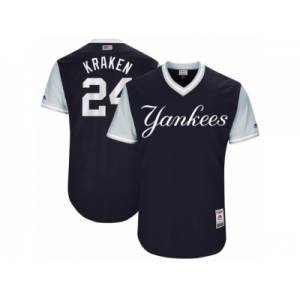 Men's 2017 Little League World Series Yankees Gary Sanchez Kraken Navy Jersey