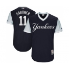 Men's Majestic New York Yankees #11 Brett Gardner Gardner Authentic Navy Blue 2017 Players Weekend MLB Jersey