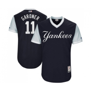 Men's Majestic New York Yankees #11 Brett Gardner Gardner Authentic Navy Blue 2017 Players Weekend MLB Jersey