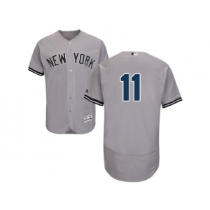 Men's Majestic New York Yankees #11 Brett Gardner Grey Flexbase Authentic Collection MLB Jersey