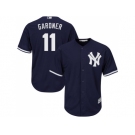 Men's Majestic New York Yankees #11 Brett Gardner Replica Navy Blue Alternate MLB Jersey