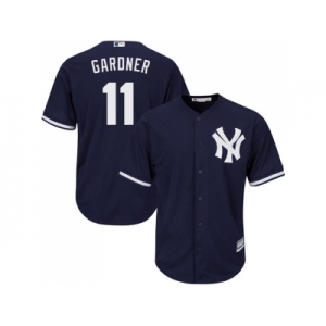 Men's Majestic New York Yankees #11 Brett Gardner Replica Navy Blue Alternate MLB Jersey