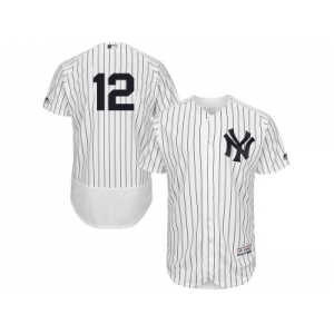 Men's Majestic New York Yankees #12 Chase Headley White Navy Flexbase Authentic Collection MLB Jersey