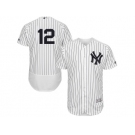 Men's Majestic New York Yankees #12 Wade Boggs White Navy Flexbase Authentic Collection MLB Jersey