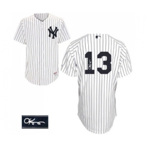 Men's Majestic New York Yankees #13 Alex Rodriguez Authentic White Home Autographed MLB Jersey