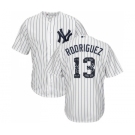 Men's Majestic New York Yankees #13 Alex Rodriguez Authentic White Team Logo Fashion MLB Jersey