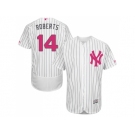 Men's Majestic New York Yankees #14 Brian Roberts Authentic White 2016 Mother's Day Fashion Flex Base MLB Jersey