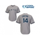 Men's Majestic New York Yankees #14 Starlin Castro Replica Grey Road MLB Jersey