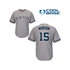 Men's Majestic New York Yankees #15 Thurman Munson Replica Grey Road MLB Jersey