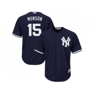 Men's Majestic New York Yankees #15 Thurman Munson Replica Navy Blue Alternate MLB Jersey