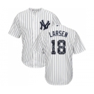 Men's Majestic New York Yankees #18 Don Larsen Authentic White Team Logo Fashion MLB Jersey