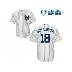 Men's Majestic New York Yankees #18 Don Larsen Replica White Home MLB Jersey