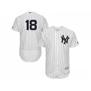 Men's Majestic New York Yankees #18 Don Larsen White Navy Flexbase Authentic Collection MLB Jersey