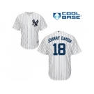 Men's Majestic New York Yankees #18 Johnny Damon Replica White Home MLB Jersey