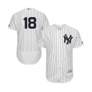 Men's Majestic New York Yankees #18 Johnny Damon White Home Flex Base Authentic Collection MLB Jersey