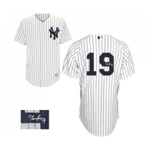 Men's Majestic New York Yankees #19 Masahiro Tanaka Authentic White Home Autographed MLB Jersey