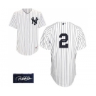 Men's Majestic New York Yankees #2 Derek Jeter Authentic White Home Autographed MLB Jersey