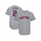 Men's Majestic New York Yankees #2 Derek Jeter Grey Stars & Stripes Authentic Collection Flex Base MLB Jersey