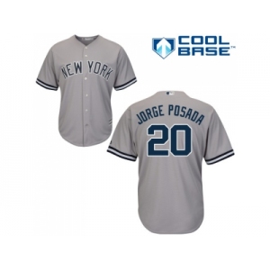 Men's Majestic New York Yankees #20 Jorge Posada Replica Grey Road MLB Jersey