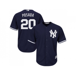 Men's Majestic New York Yankees #20 Jorge Posada Replica Navy Blue Alternate MLB Jersey