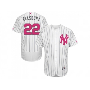 Men's Majestic New York Yankees #22 Jacoby Ellsbury Authentic White 2016 Mother's Day Fashion Flex Base MLB Jersey