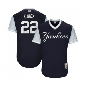 Men's Majestic New York Yankees #22 Jacoby Ellsbury Chief Authentic Navy Blue 2017 Players Weekend MLB Jersey