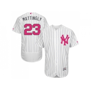 Men's Majestic New York Yankees #23 Don Mattingly Authentic White 2016 Mother's Day Fashion Flex Base MLB Jersey