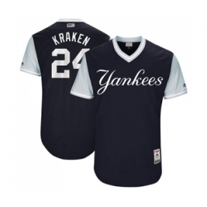 Men's Majestic New York Yankees #24 Gary Sanchez Kraken Authentic Navy Blue 2017 Players Weekend MLB Jersey