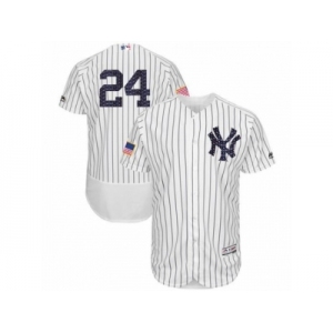 Men's Majestic New York Yankees #24 Gary Sanchez White Stars & Stripes Authentic Collection Flex Base MLB Jersey