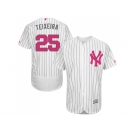 Men's Majestic New York Yankees #25 Mark Teixeira Authentic White 2016 Mother's Day Fashion Flex Base MLB Jersey