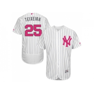 Men's Majestic New York Yankees #25 Mark Teixeira Authentic White 2016 Mother's Day Fashion Flex Base MLB Jersey