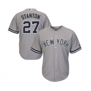 Men's Majestic New York Yankees #27 Giancarlo Stanton Replica Grey Road MLB Jersey