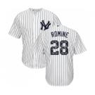 Men's Majestic New York Yankees #28 Austin Romine Authentic White Team Logo Fashion MLB Jersey