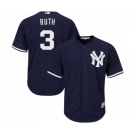 Men's Majestic New York Yankees #3 Babe Ruth Replica Navy Blue Alternate MLB Jersey