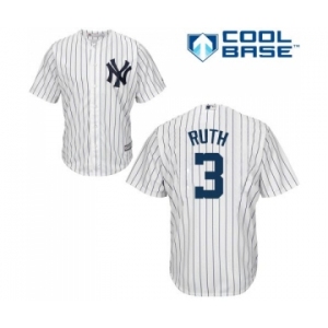 Men's Majestic New York Yankees #3 Babe Ruth Replica White Home MLB Jersey