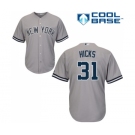 Men's Majestic New York Yankees #31 Aaron Hicks Replica Grey Road MLB Jersey