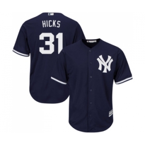 Men's Majestic New York Yankees #31 Aaron Hicks Replica Navy Blue Alternate MLB Jersey