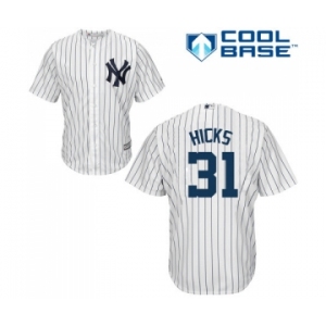 Men's Majestic New York Yankees #31 Aaron Hicks Replica White Home MLB Jersey