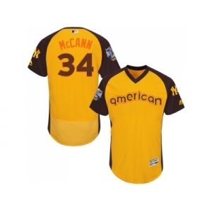 Men's Majestic New York Yankees #34 Brian McCann Yellow 2016 All-Star American League BP Authentic Collection Flex Base MLB Jersey