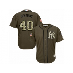 Men's Majestic New York Yankees #40 Luis Severino Replica Green Salute to Service MLB Jersey