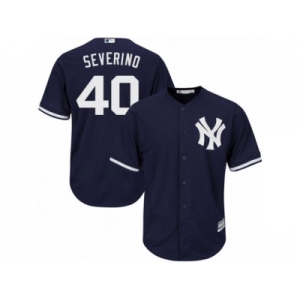 Men's Majestic New York Yankees #40 Luis Severino Replica Navy Blue Alternate MLB Jersey