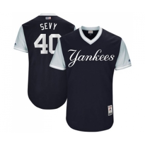 Men's Majestic New York Yankees #40 Luis Severino Sevy Authentic Navy Blue 2017 Players Weekend MLB Jersey