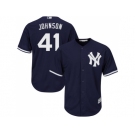 Men's Majestic New York Yankees #41 Randy Johnson Authentic Navy Blue Alternate MLB Jersey