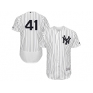 Men's Majestic New York Yankees #41 Randy Johnson White Navy Flexbase Authentic Collection MLB Jersey