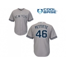 Men's Majestic New York Yankees #46 Andy Pettitte Replica Grey Road MLB Jersey