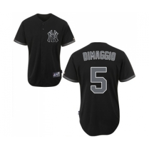 Men's Majestic New York Yankees #5 Joe DiMaggio Authentic Black Fashion MLB Jersey