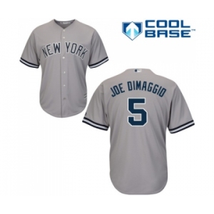 Men's Majestic New York Yankees #5 Joe DiMaggio Replica Grey Road MLB Jersey