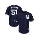 Men's Majestic New York Yankees #51 Bernie Williams Replica Navy Blue Alternate MLB Jersey