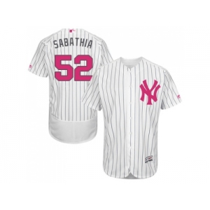 Men's Majestic New York Yankees #52 C.C. Sabathia Authentic White 2016 Mother's Day Fashion Flex Base MLB Jersey